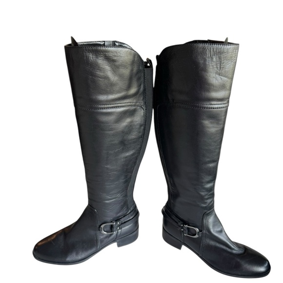 Audrey Brooke Black Leather Knee High Riding Boots 7M Equestrian Minimalist - Picture 4 of 10